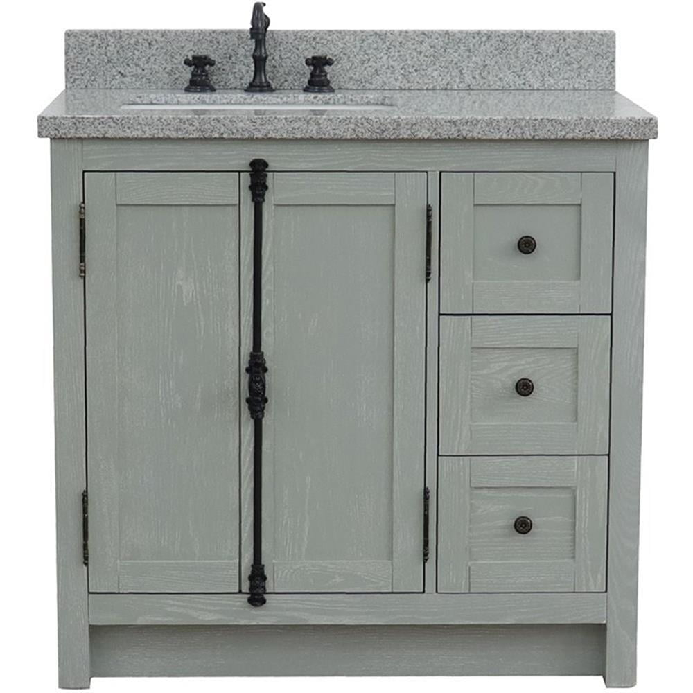 Plantation 37" Solid Wood Single Wooden Vanity  with Left Rectangle Sink in Ash