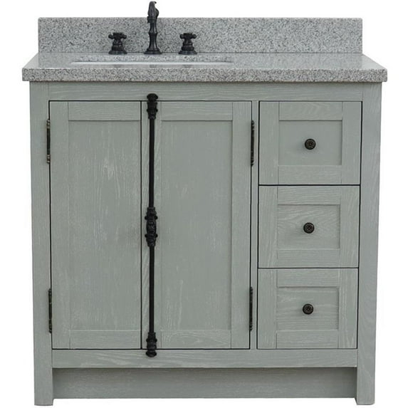 Plantation 37" Solid Wood Single Wooden Vanity  with Left Rectangle Sink in Ash