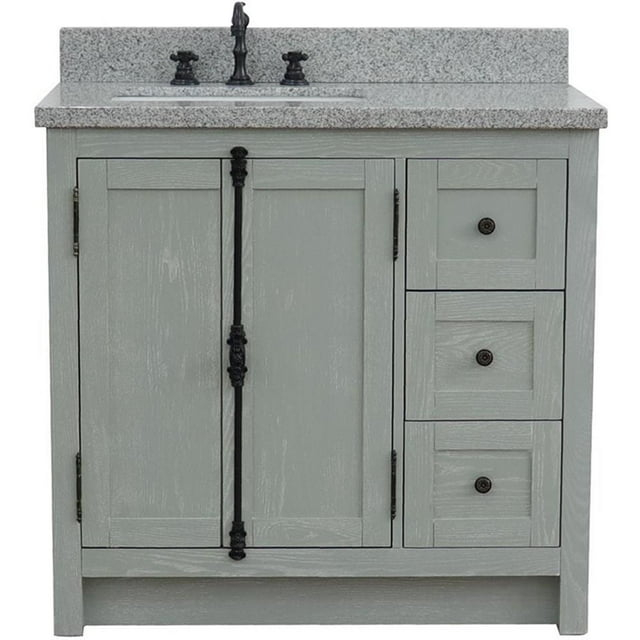 Plantation 37" Solid Wood Single Wooden Vanity  with Left Rectangle Sink in Ash