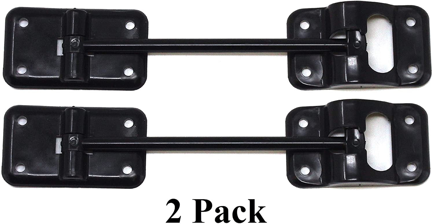 Plastic 6” T-Style Entry Door Catch Latch Holder for RV Camper Trailer Cargo Hatch Assembly Kit - (BLACK)  2 Pack