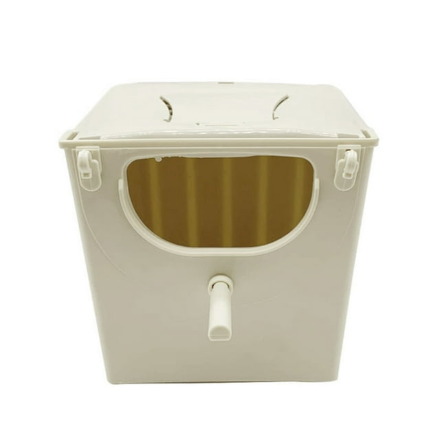 Off-White Plastic Parakeet Nesting Box with Perch