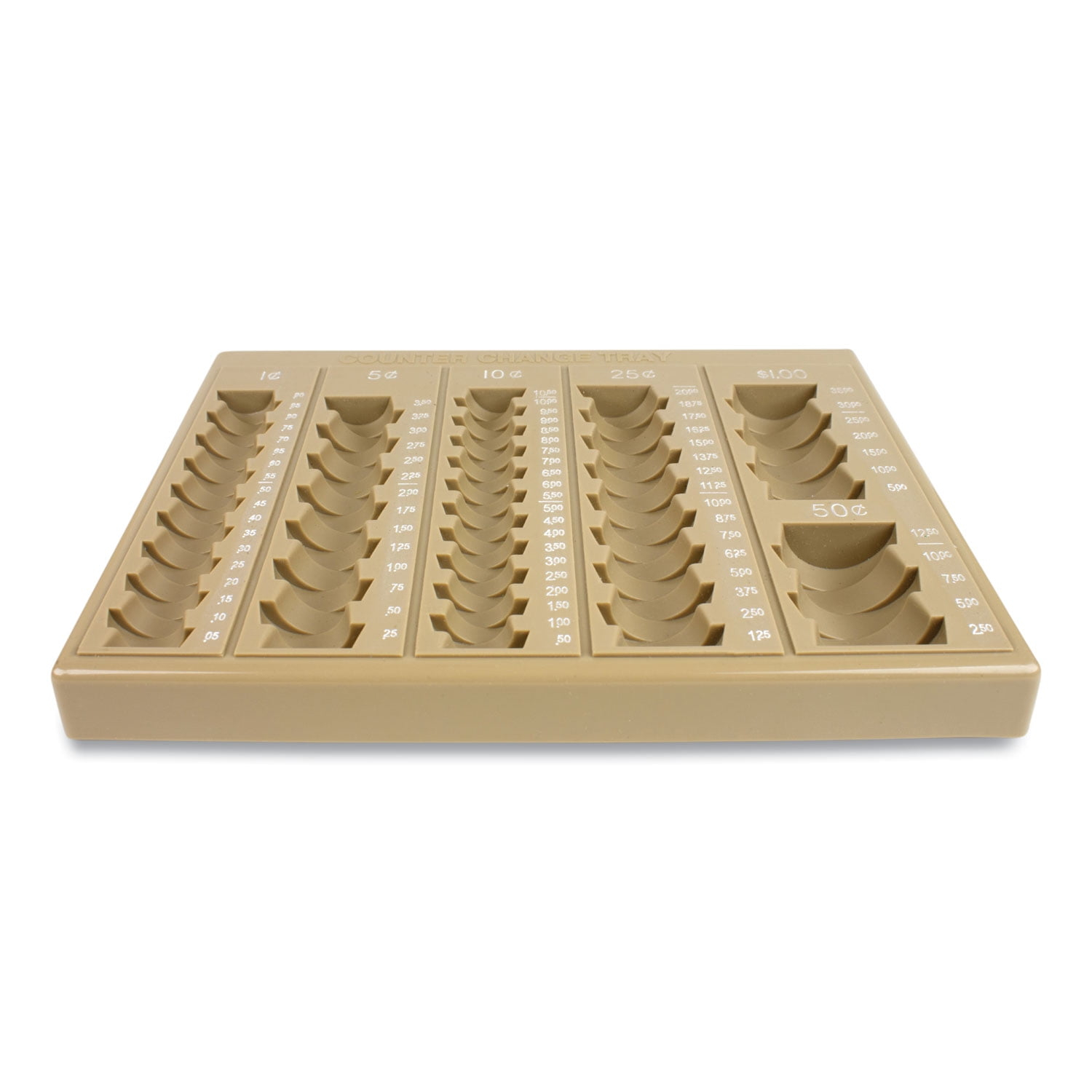 ControlTek, CNK500025, 6-Denomination Self Counting Loose Coin Tray, 1 Each, Tan