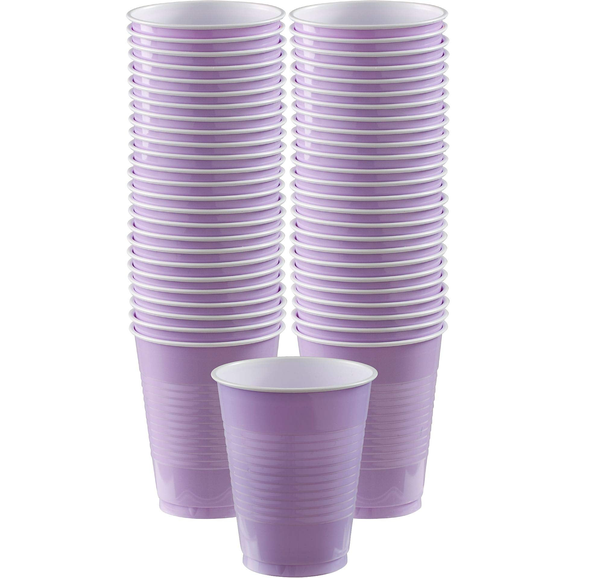 Amscan Disposable Plastic Cups -18 oz, 50 Ct, Lavender