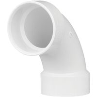 Plastic Pipe Fitting, DWV  Long Sweep Elbow, 90 Degree, PVC, 3-In.