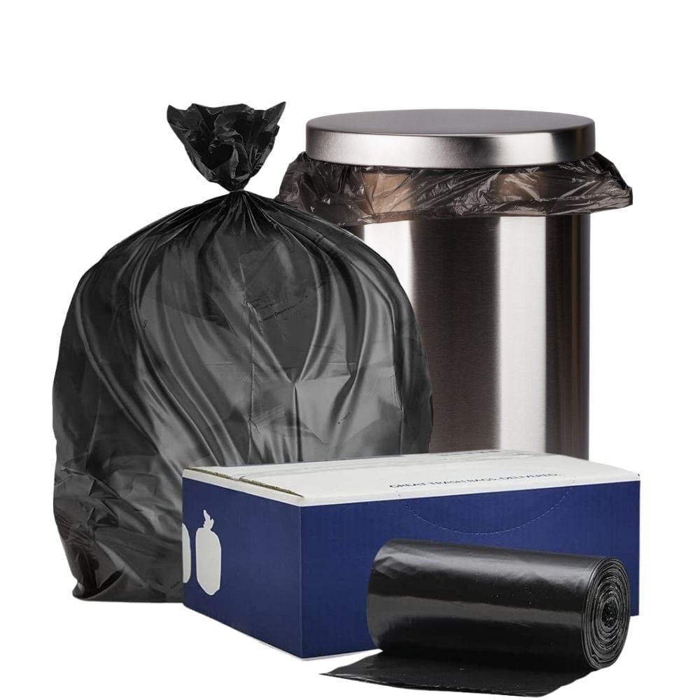 Plasticplace 12-16 Gallon Trash Bags, 0.8 Mil Garbage Bag Rolls, 500 Count, Black