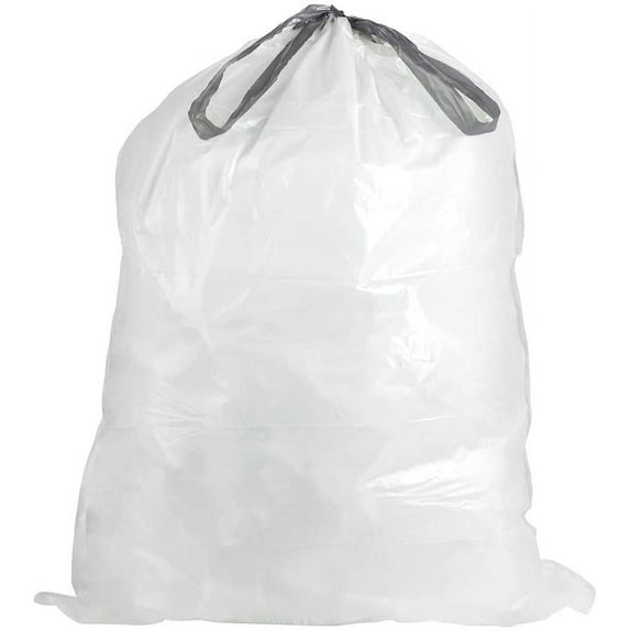 Plasticplace Trash Bags Compatible with simplehuman Code D 5.3 Gallon / 20 Liter White 15.75" x 28" (100 Count)