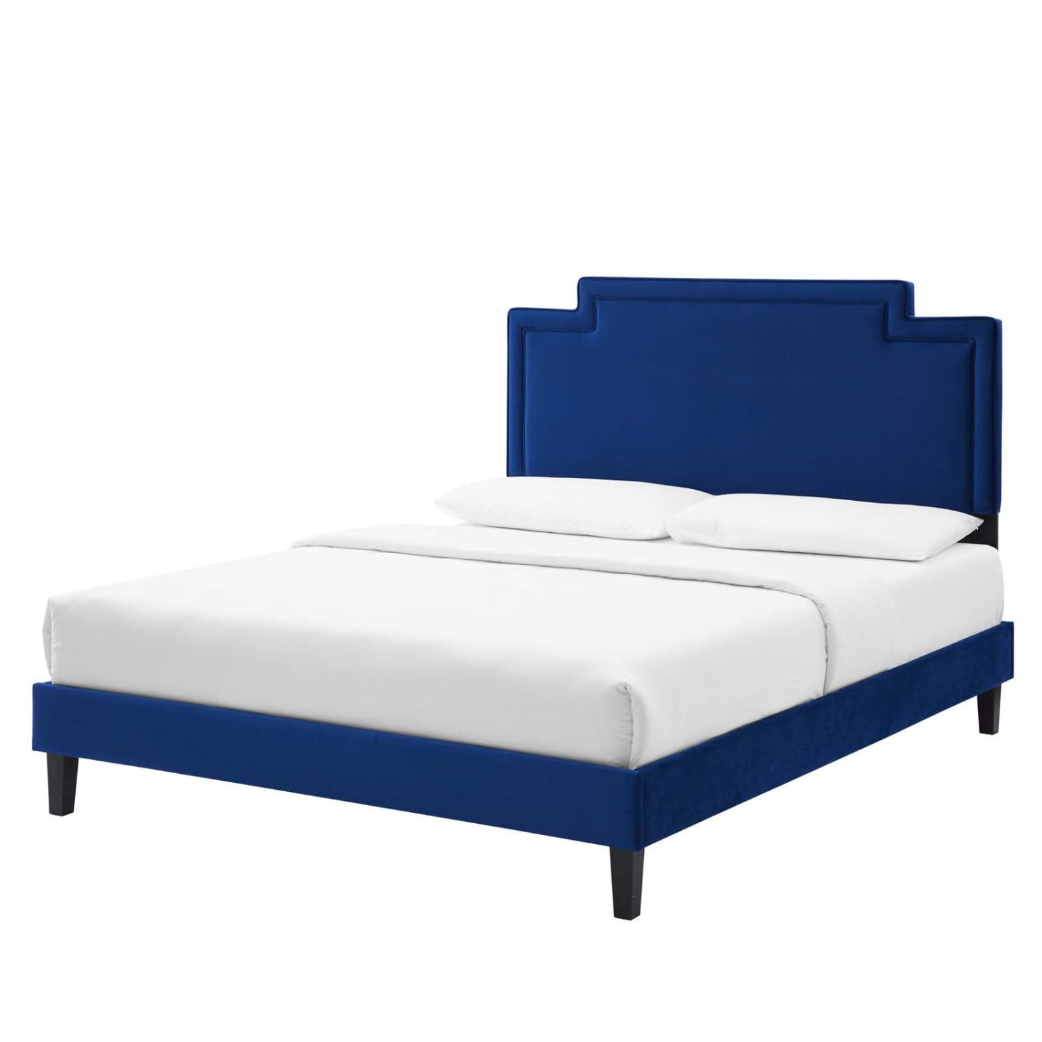 Modway Liva Performance Velvet King Bed in Navy