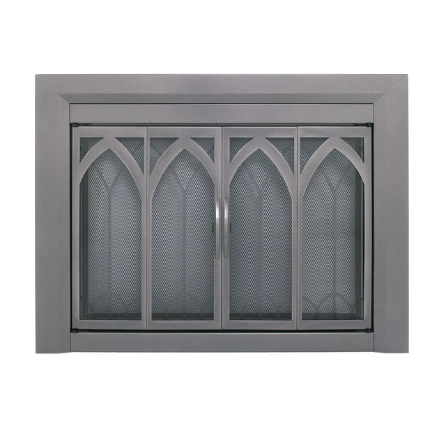 Pleasant Hearth Collin Collection Fireplace Glass Door, Gunmetal - Large