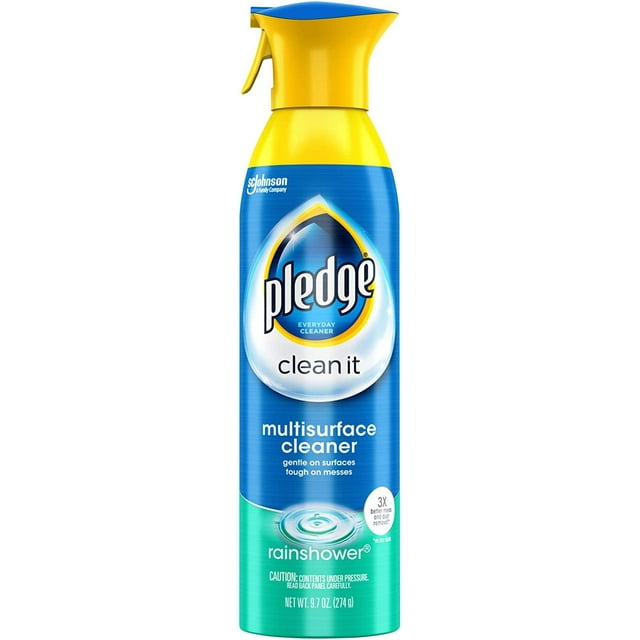 Pledge® Multi Surface Cleaner, Everyday Cleaner™, Aerosol, Rainshower Scent, 9.7 oz