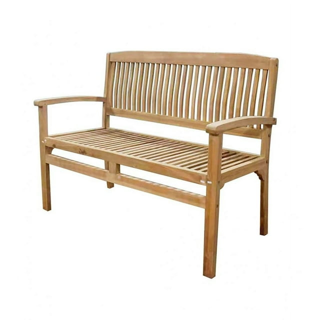 Plow & Hearth Teak Bench with Arm Rests