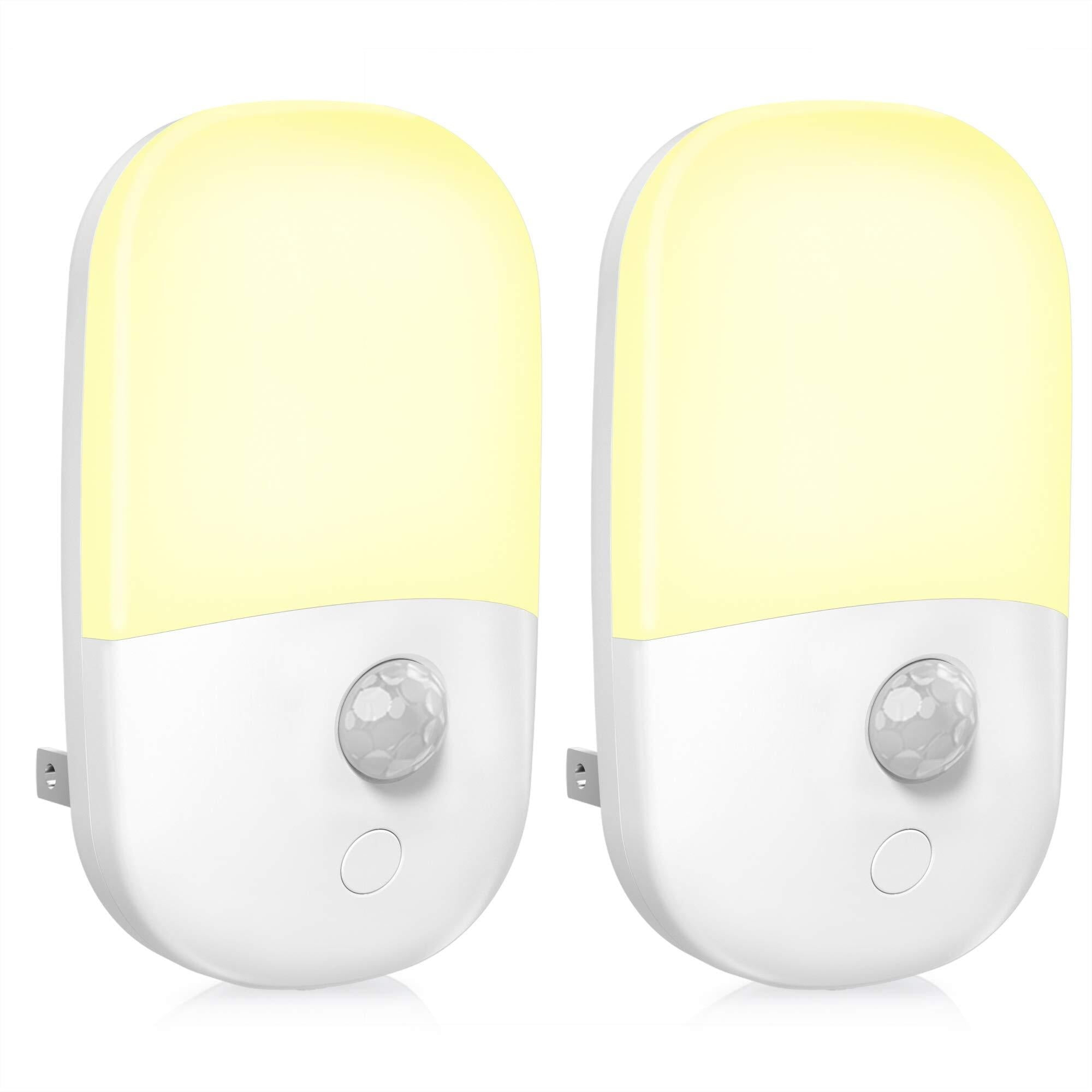 MAZ-TEK Plug in Motion Sensor Dimmable Night Light, Soft Warm White LED Nightlight with Dusk to Dawn Motion Sensor, Adjustable Brightness for Bedroom, Bathroom, Kitchen, Hallway, Stairs,2 Pa