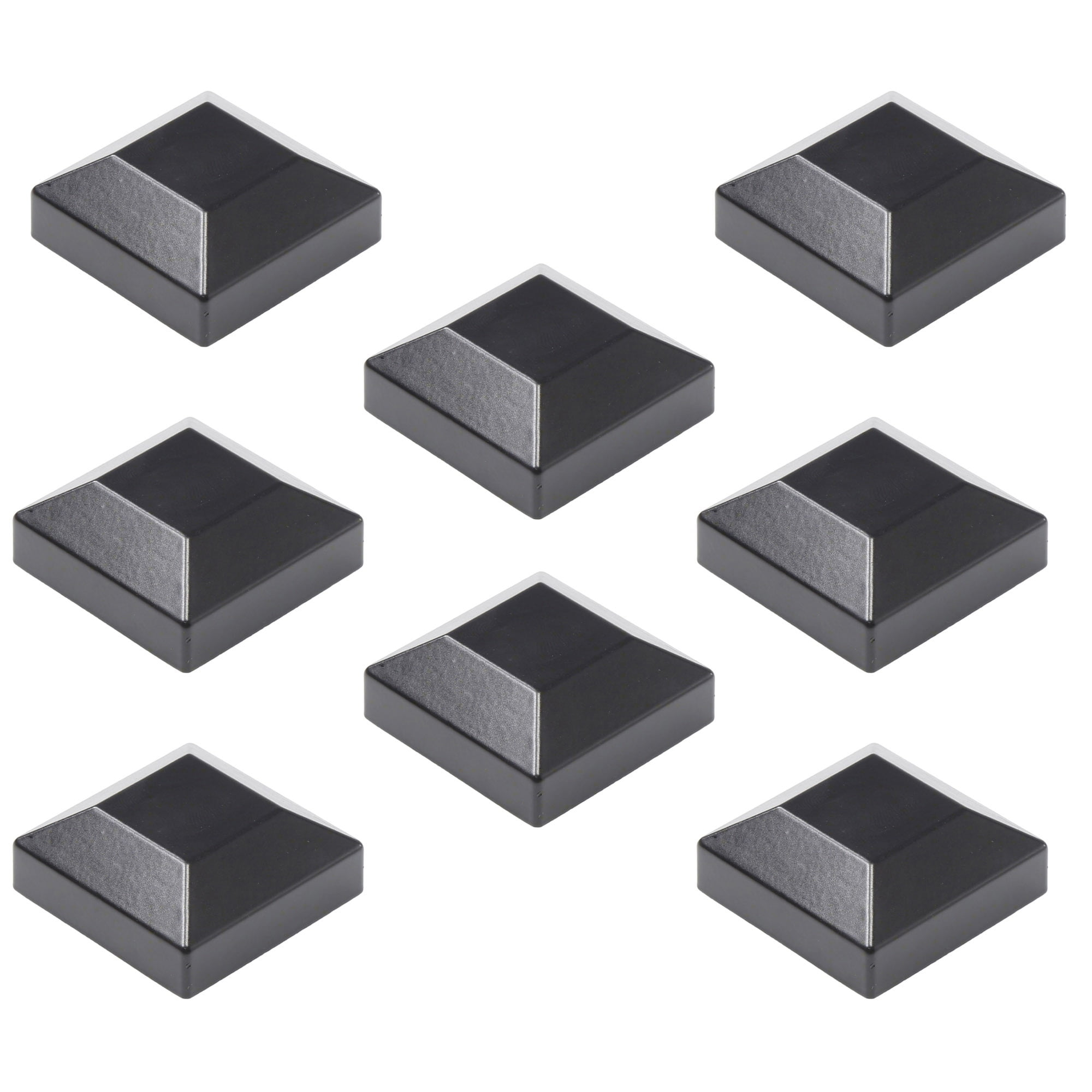 Plum Fittings 1 1/2" x 1 1/2" Square Black Post Cap for Aluminum Fence Posts | Black Post Caps (8 Pack)