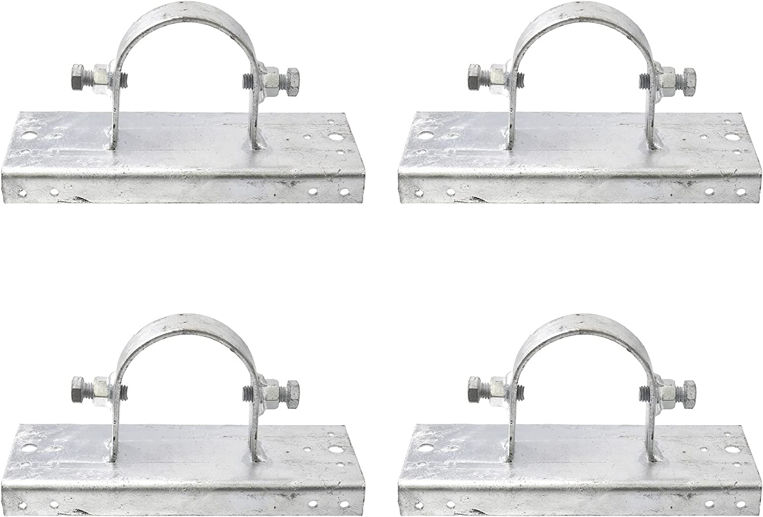 Galvanized Steel Wood to Metal Fence Post Adapter Brackets, Pack of 4
