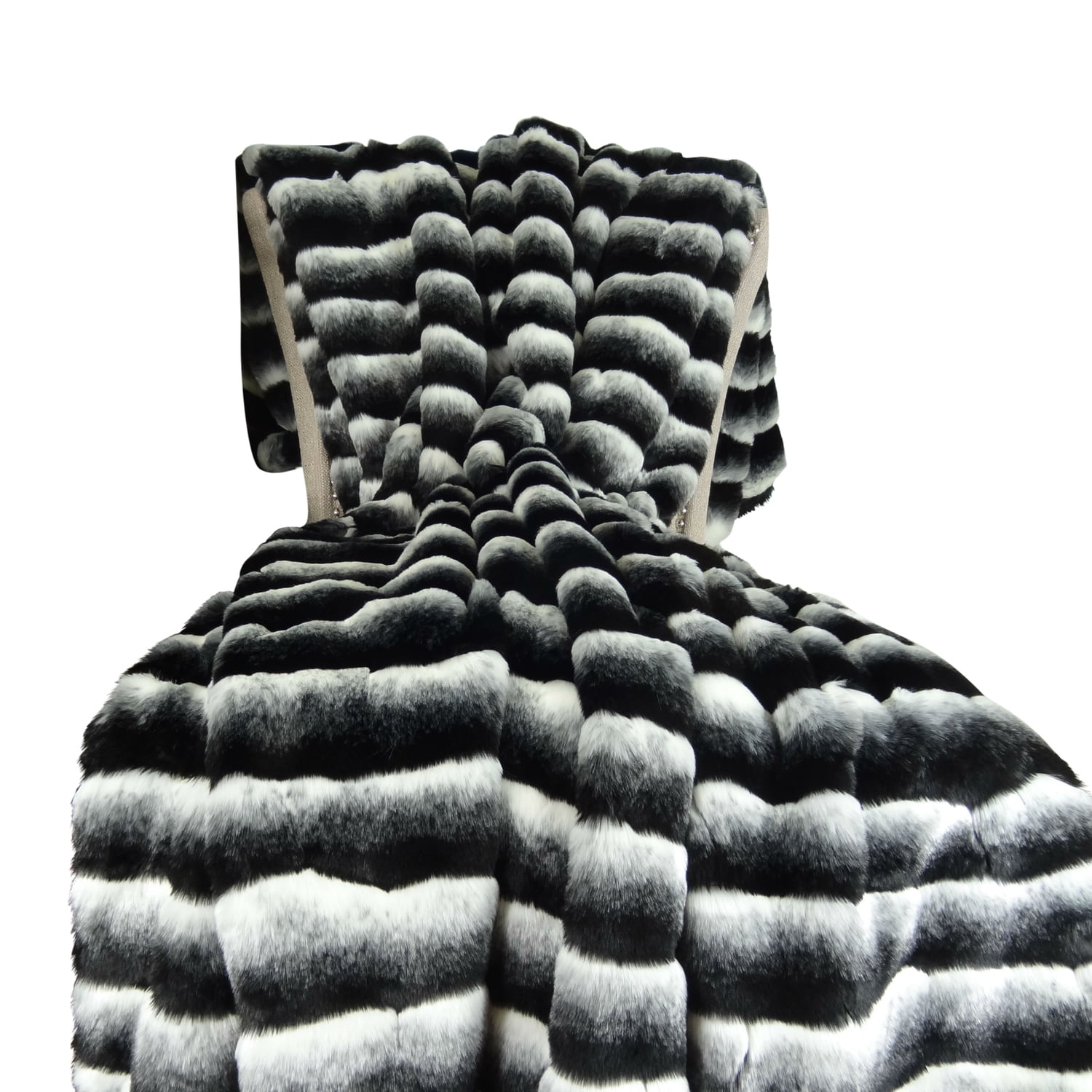 Plutus PB16432-4860-TC Wild Chinchilla Faux Fur Handmade Throw, Black & White - 48 x 60 in.