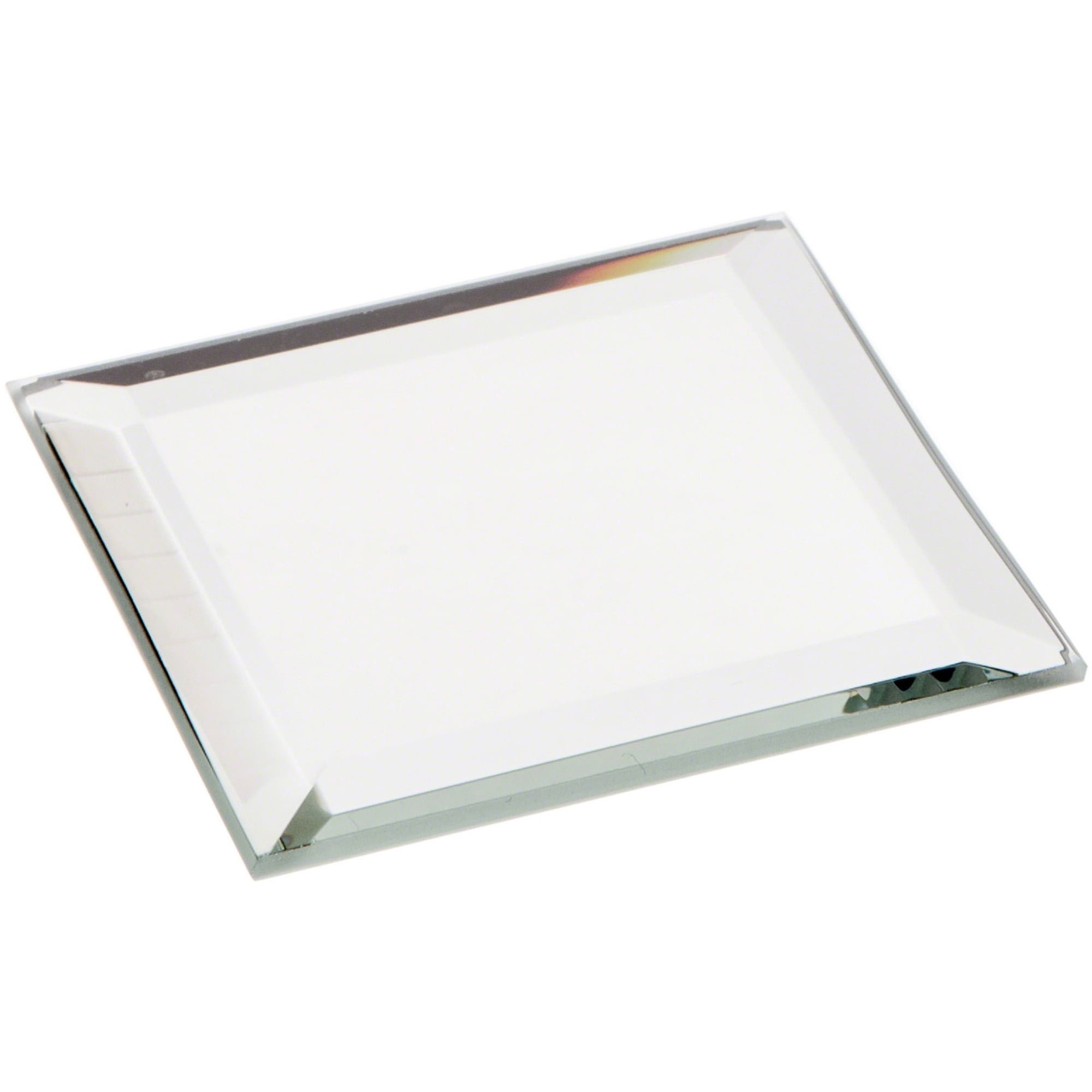 Plymor 2" Square, 3mm Thick Beveled Glass Mirror, Pack of 2