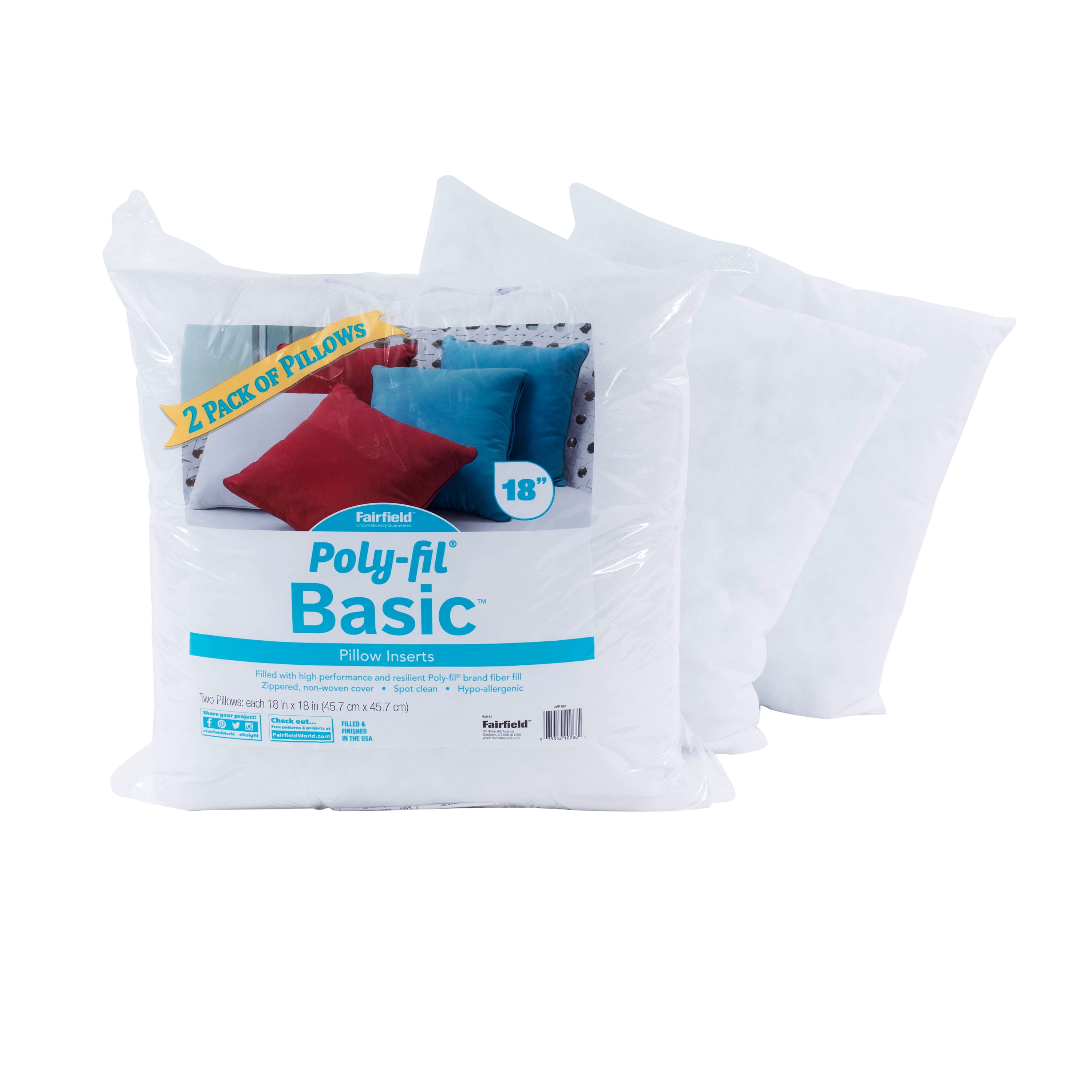 Fairfield™ Poly-Fil® Basic™ 2ct. Pillow Insert - 18" x 18"