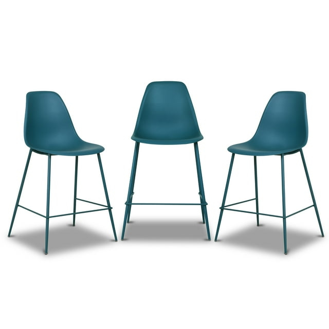 Poly and Bark Poly & Bark Isla Counter Stool (Set of 3) - 25" Seat Height Ocean Teal