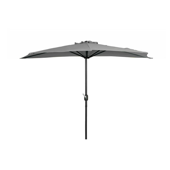 Polytrends 9' Sutton Half Round All-Weather Crank Patio Umbrella Grey