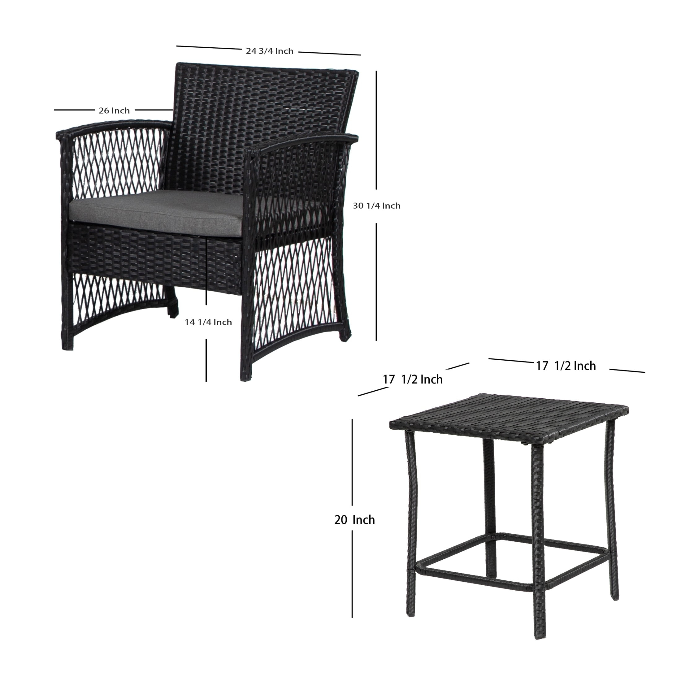Polytrends Heritage Outdoor 3-piece Wicker Bistro Patio Set Coffee/Beige