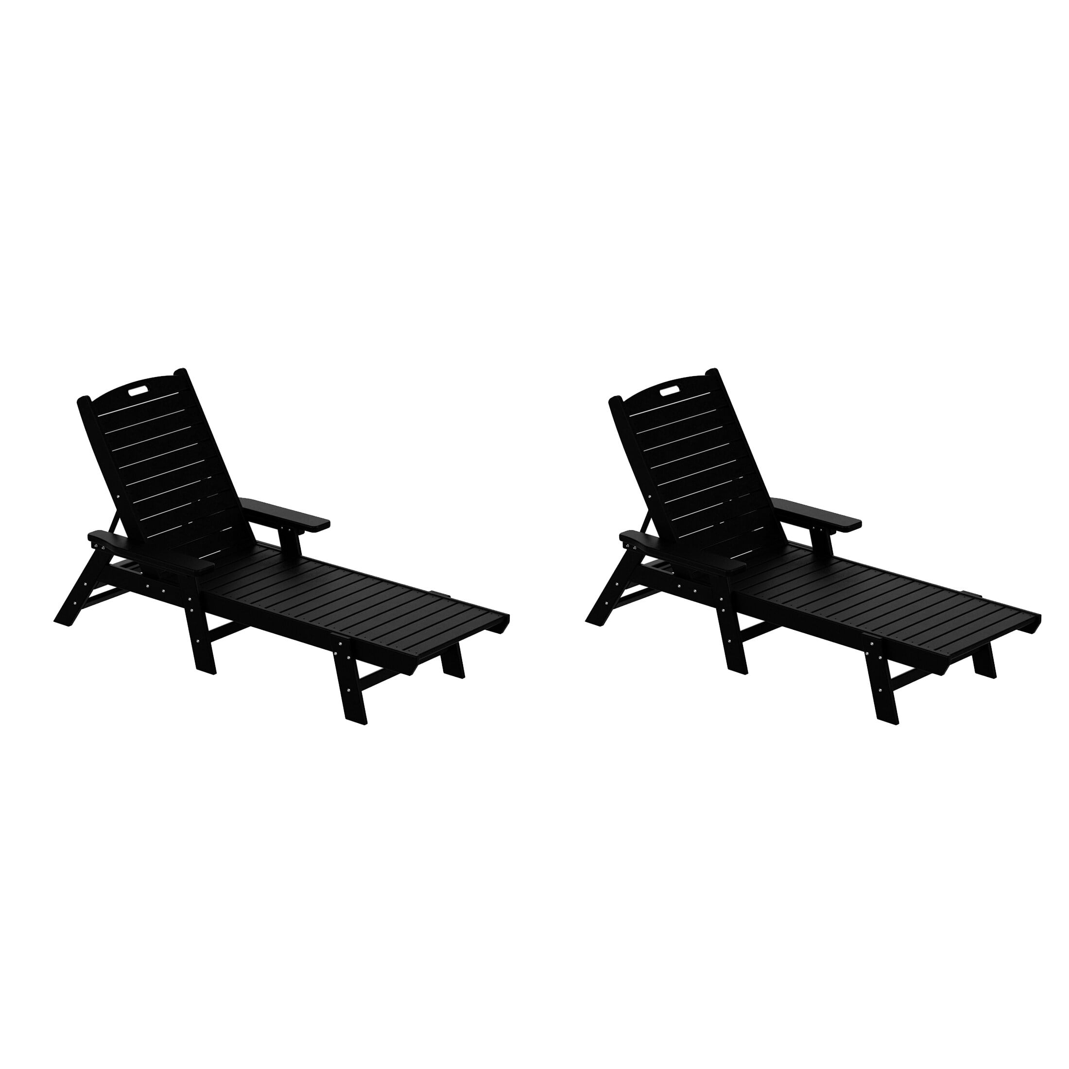 Polytrends  Laguna Hdpe All Weather Outdoor Patio Pool Reclining Chaise Lounge (Set Of 2) Black