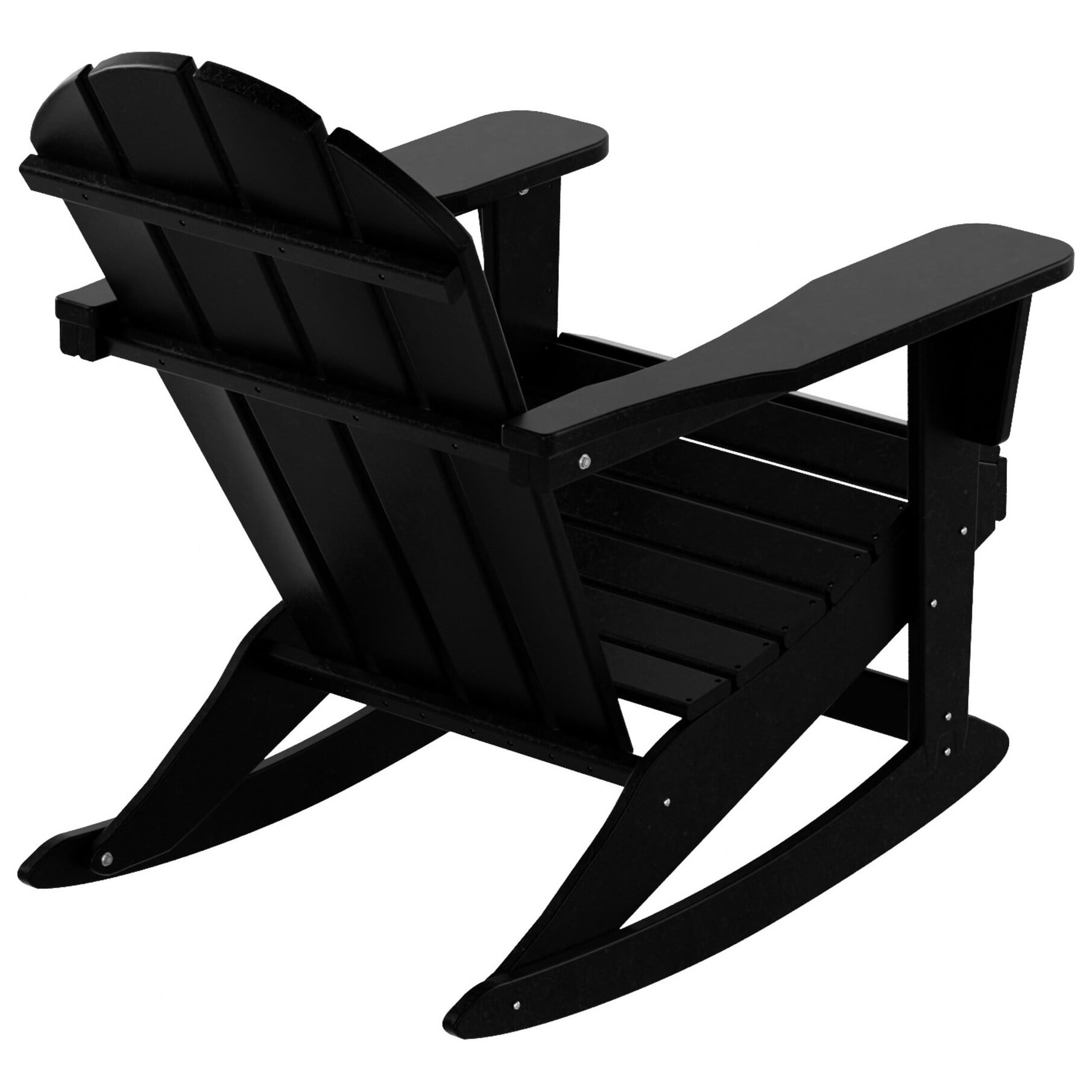 JUSTLET Plastic Adirondack Rocking Chair,HDPE All-Weather Outdoor Rocking Adirondack Chair for Porch, Patio, Balcony,Black
