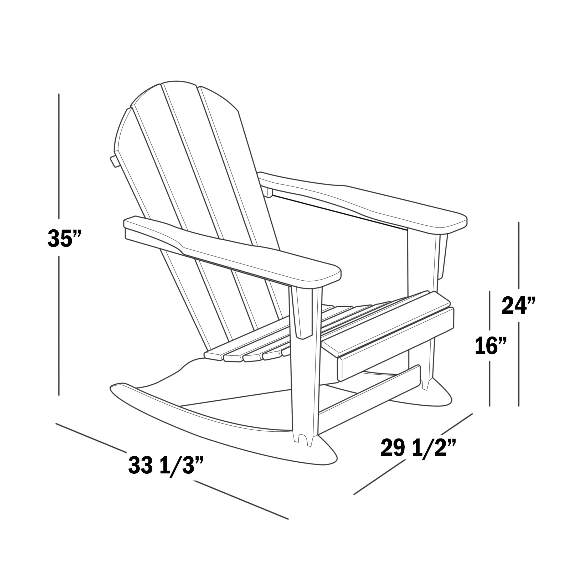 JUSTLET Plastic Adirondack Rocking Chair,HDPE All-Weather Outdoor Rocking Adirondack Chair for Porch, Patio, Balcony,Black