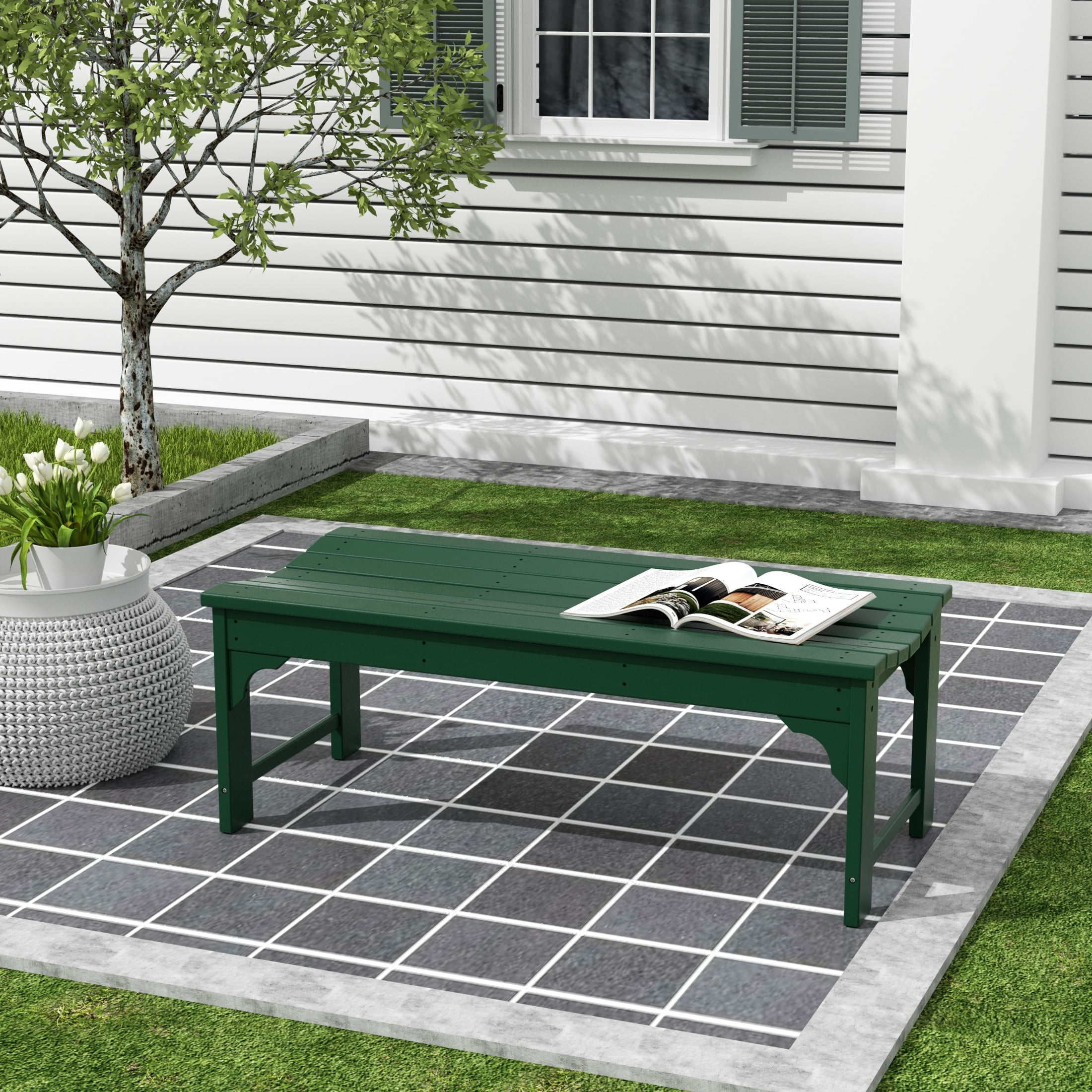 Polytrends  Laguna Hdpe All Weather Outdoor Patio 48" Bench Dark Green