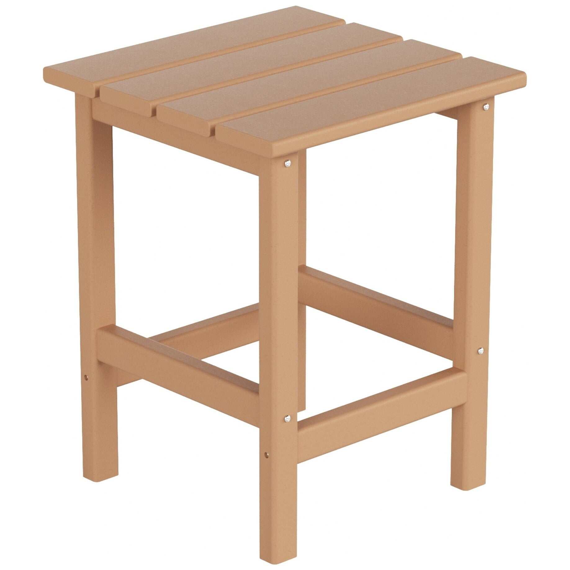 Polytrends  Laguna Hdpe All Weather Outdoor Patio Square Side Table Teak