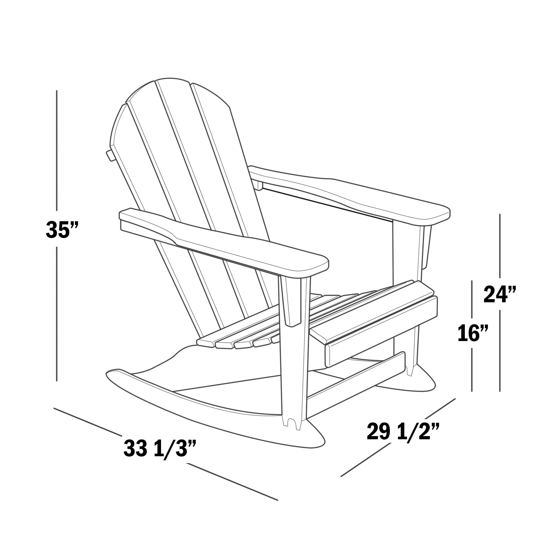 JUSTLET Plastic Adirondack Rocking Chair,HDPE All-Weather Outdoor Rocking Adirondack Chair for Porch, Patio, Balcony,Red