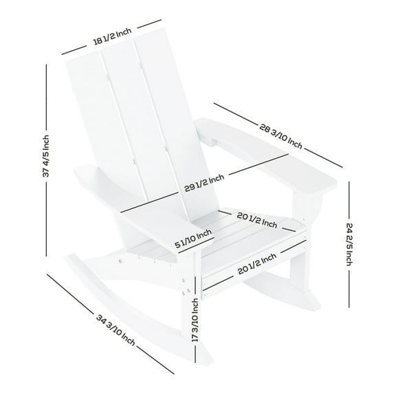 Polytrends  Shoreside Modern Eco-Friendly All Weather Poly Adirondack Rocking Chair White