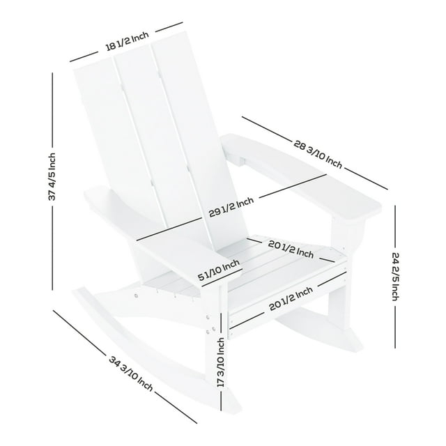 Polytrends  Shoreside Modern Eco-Friendly All Weather Poly Adirondack Rocking Chair White