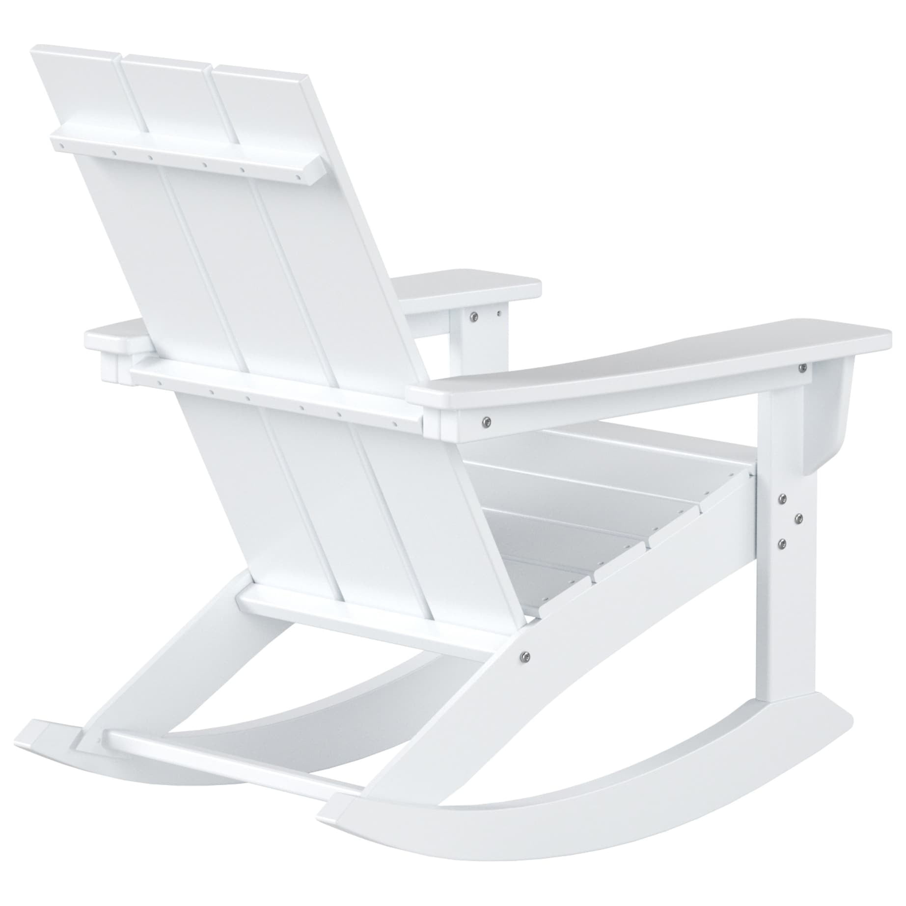 Polytrends  Shoreside Modern Eco-Friendly All Weather Poly Adirondack Rocking Chair White