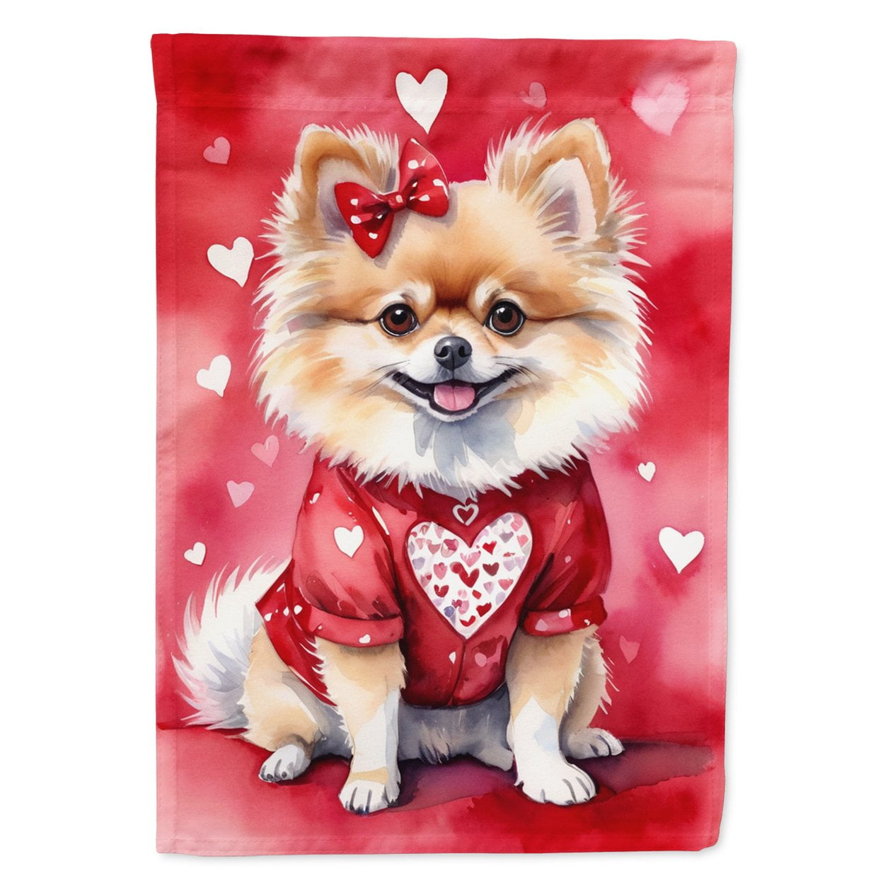 Pomeranian My Valentine Garden Flag 11.25 in x 15.5 in