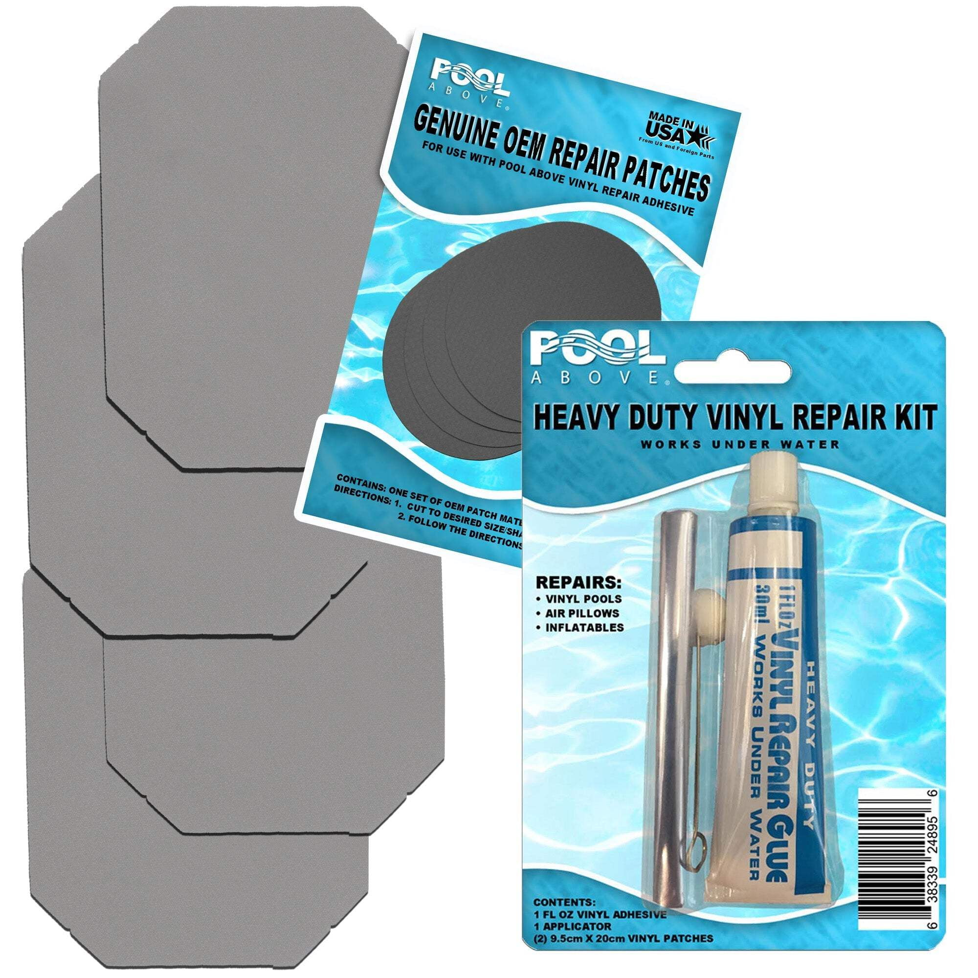 Pool Above Repair Kit for Easy Set, Fast Set, Frame Set Pool Liner | Vinyl Patches and Glue