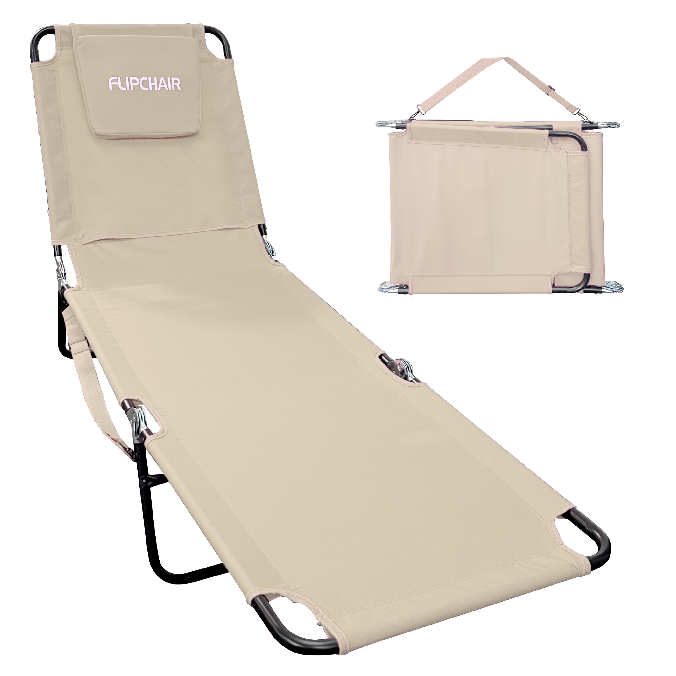 EasyGo Products Adjustable Pool Chair Outdoor Chaise Lounges Set of Black