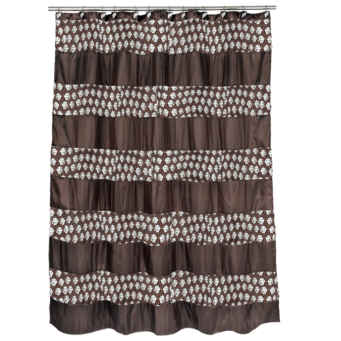 Zahari Home Sinatra Bathroom Shower Curtain Glamorous Bling Fabric Shower Curtain, 72"x70", Brown
