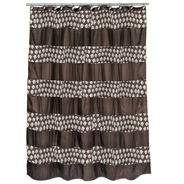 Zahari Home Sinatra Bathroom Shower Curtain Glamorous Bling Fabric Shower Curtain, 72"x70", Brown