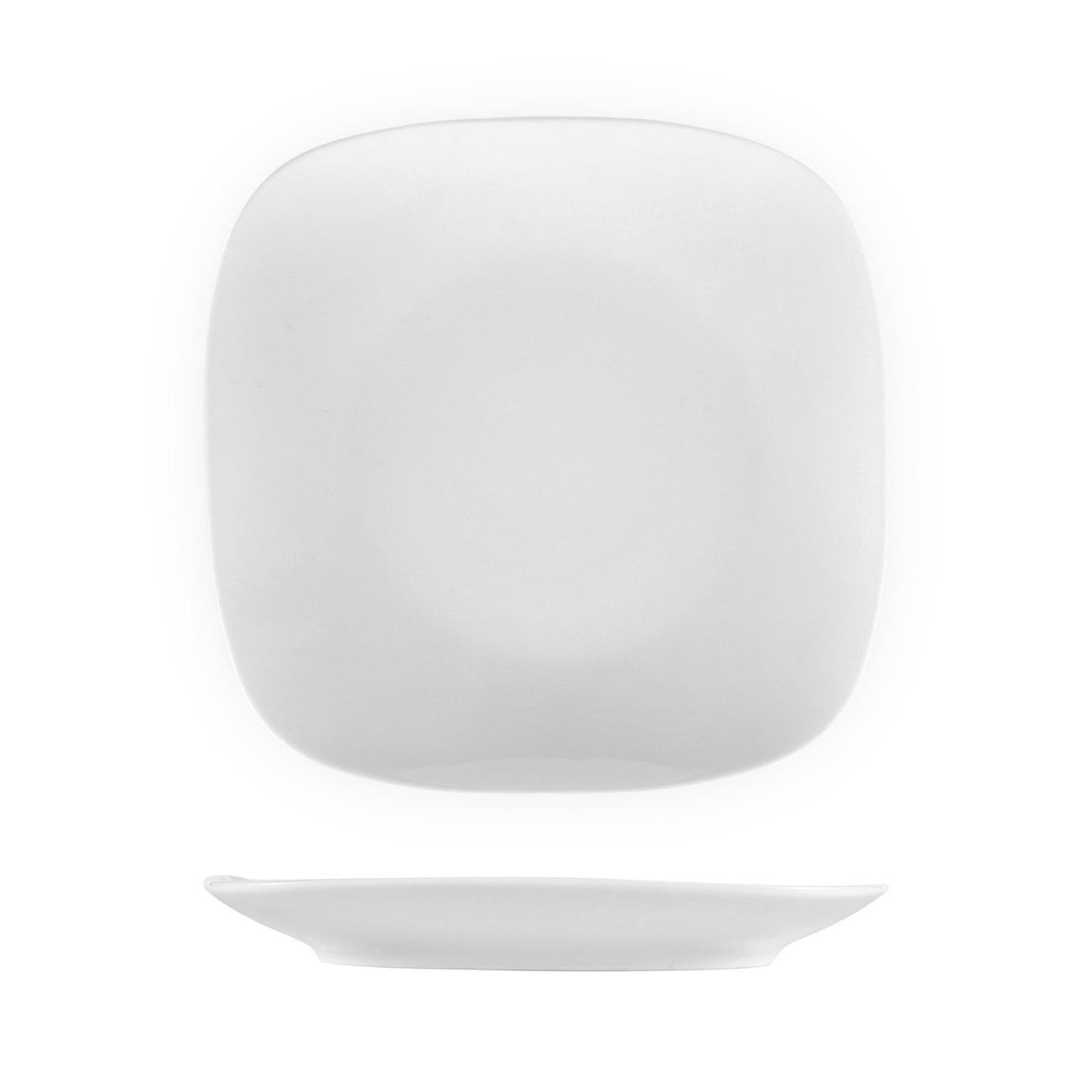 Porcelain Mimoza 10" x 10" Square White Porcelain Plate (Set of 4)