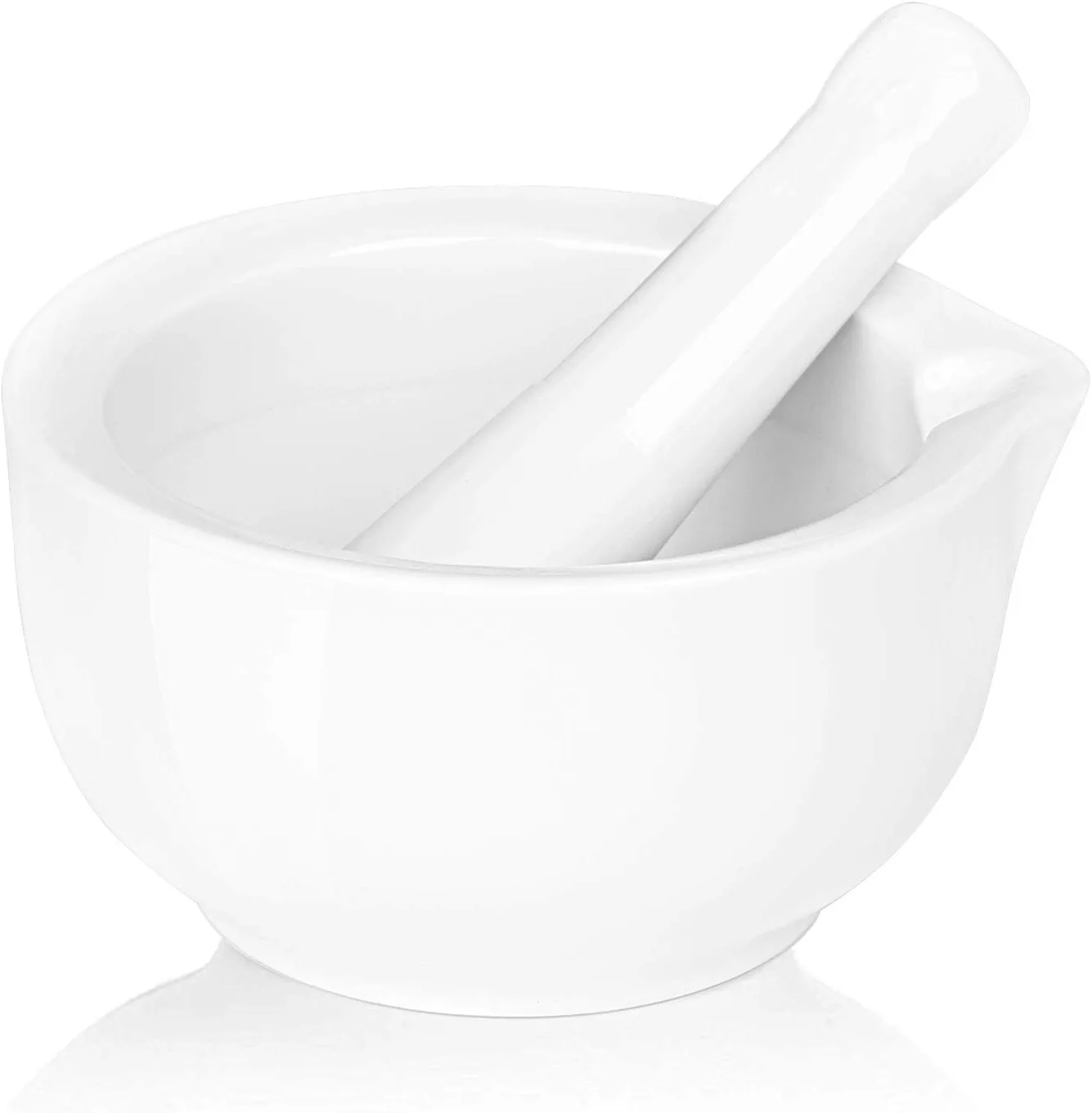 Porcelain Mortar and Pestle, Ceramic Herb Grinder Pill Crusher Set (4.2-inch)