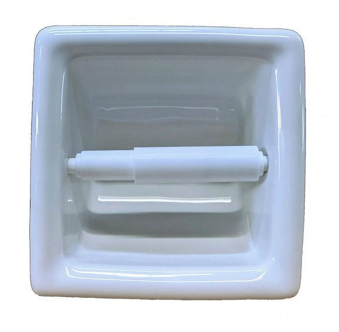 Porcelain Recess Niche Tissue Toilet Paper Holder - White Glossy - Approx 6"x6" - Bathroom Shower Premade