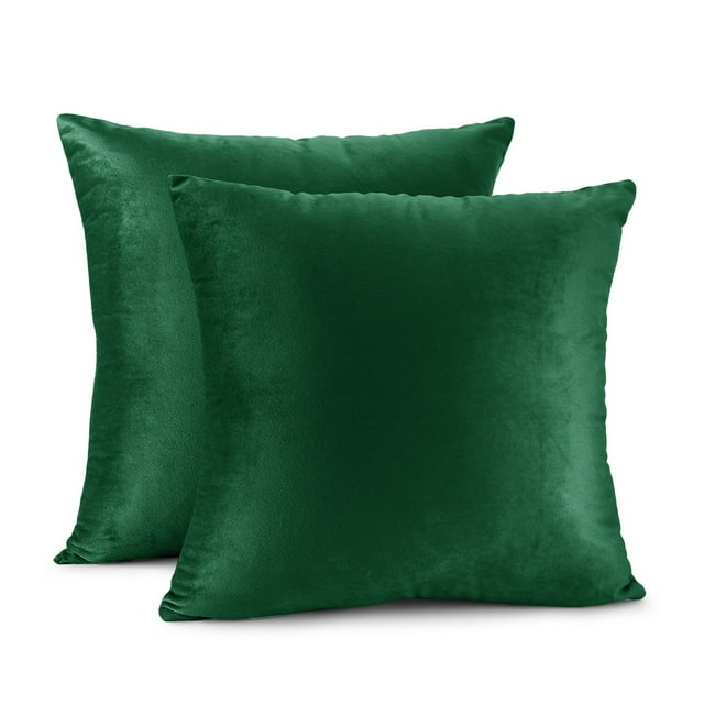 Porch & Den  Cosner Microfiber Velvet Throw Pillow Covers (Set of 2) Hunter Green 20" x 20"