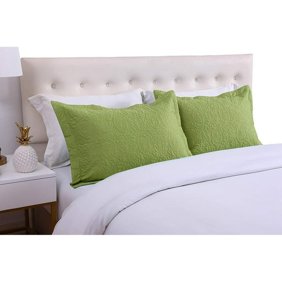 Porch & Den  Manor Embroidered Pillow Sham (Set of 2) Green 20 x 36 +2