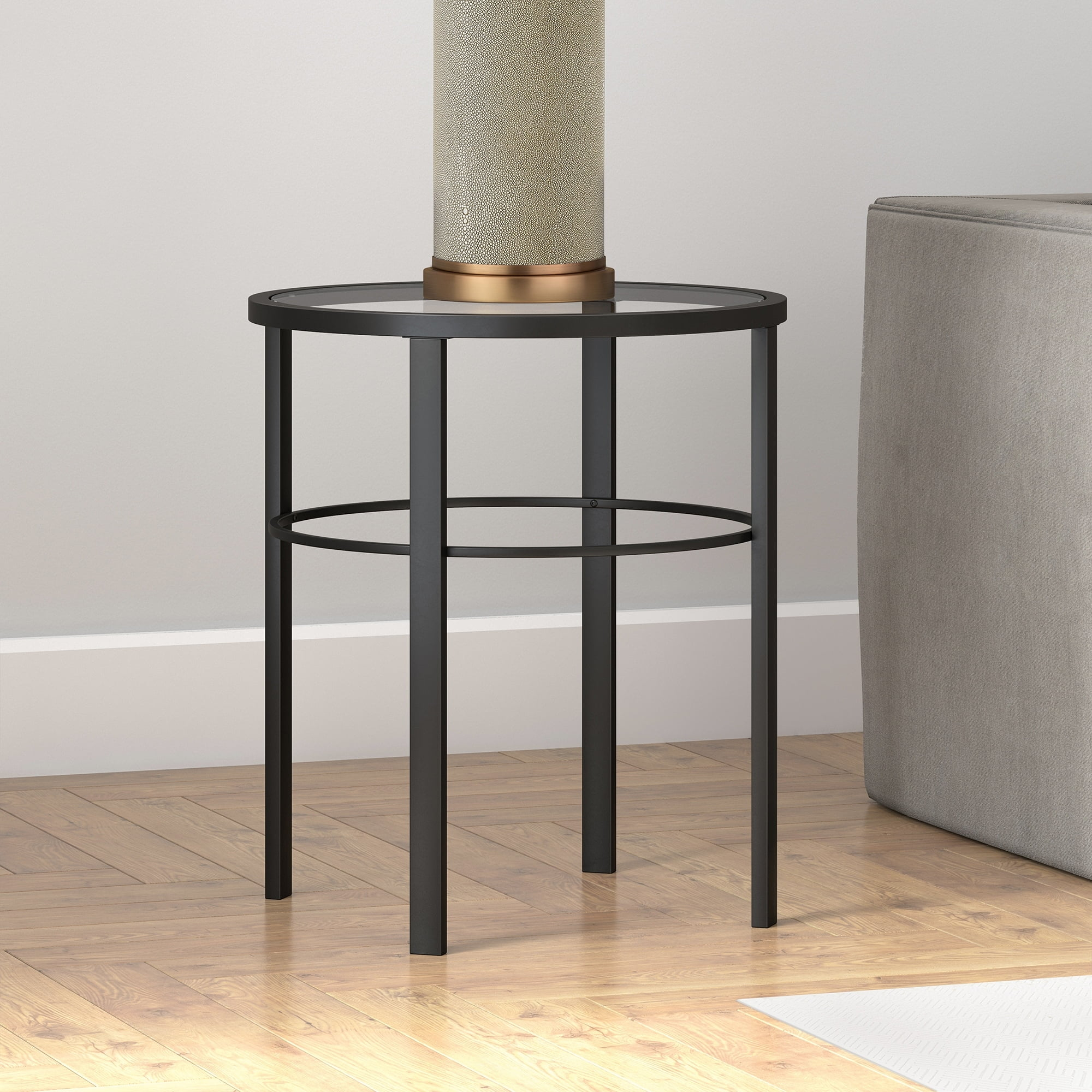Evelyn&Zoe Gaia 20" Wide Round Side Table, Blackened Bronze