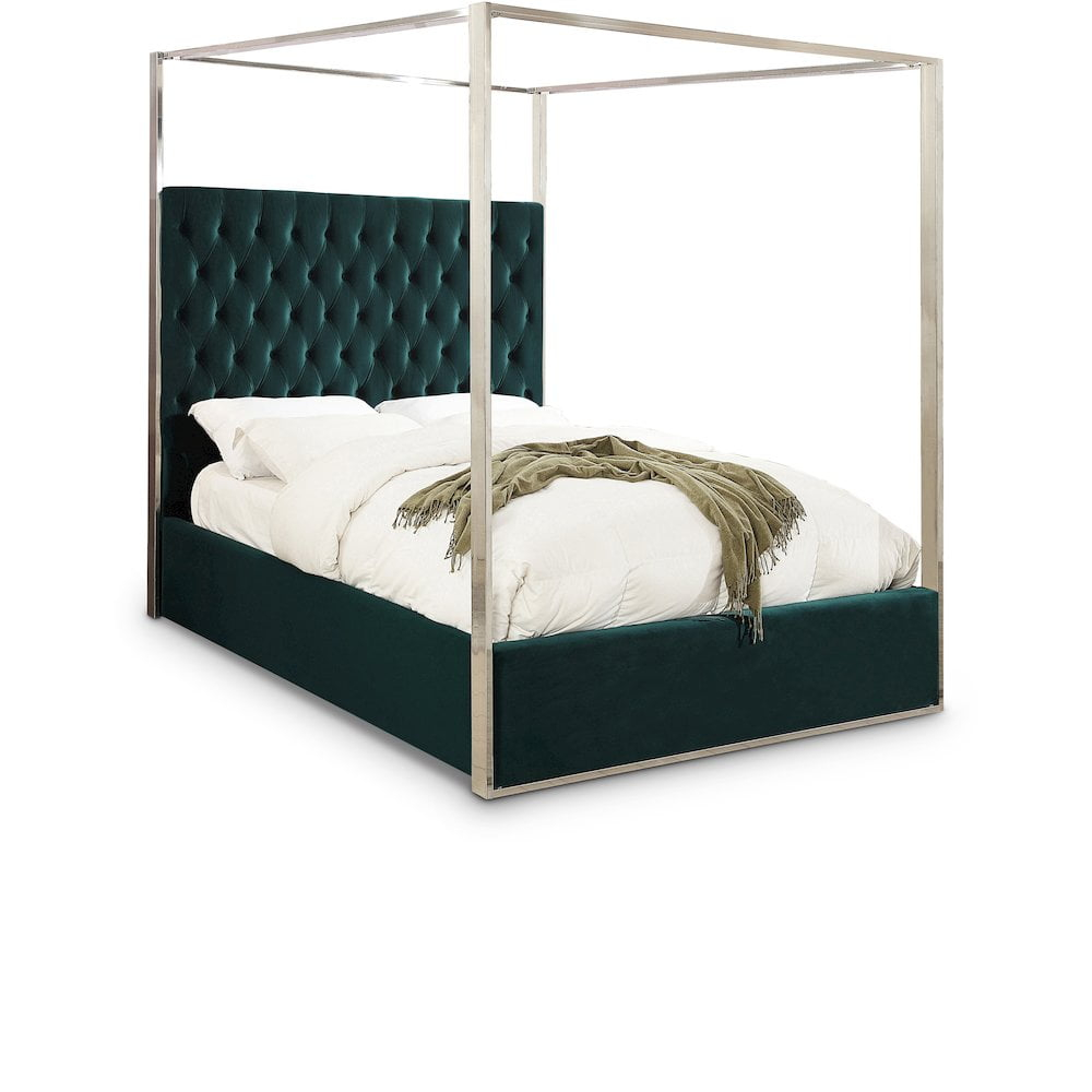 Porter Green Velvet Queen Bed-Color:Green Velvet,Style:Contemporary