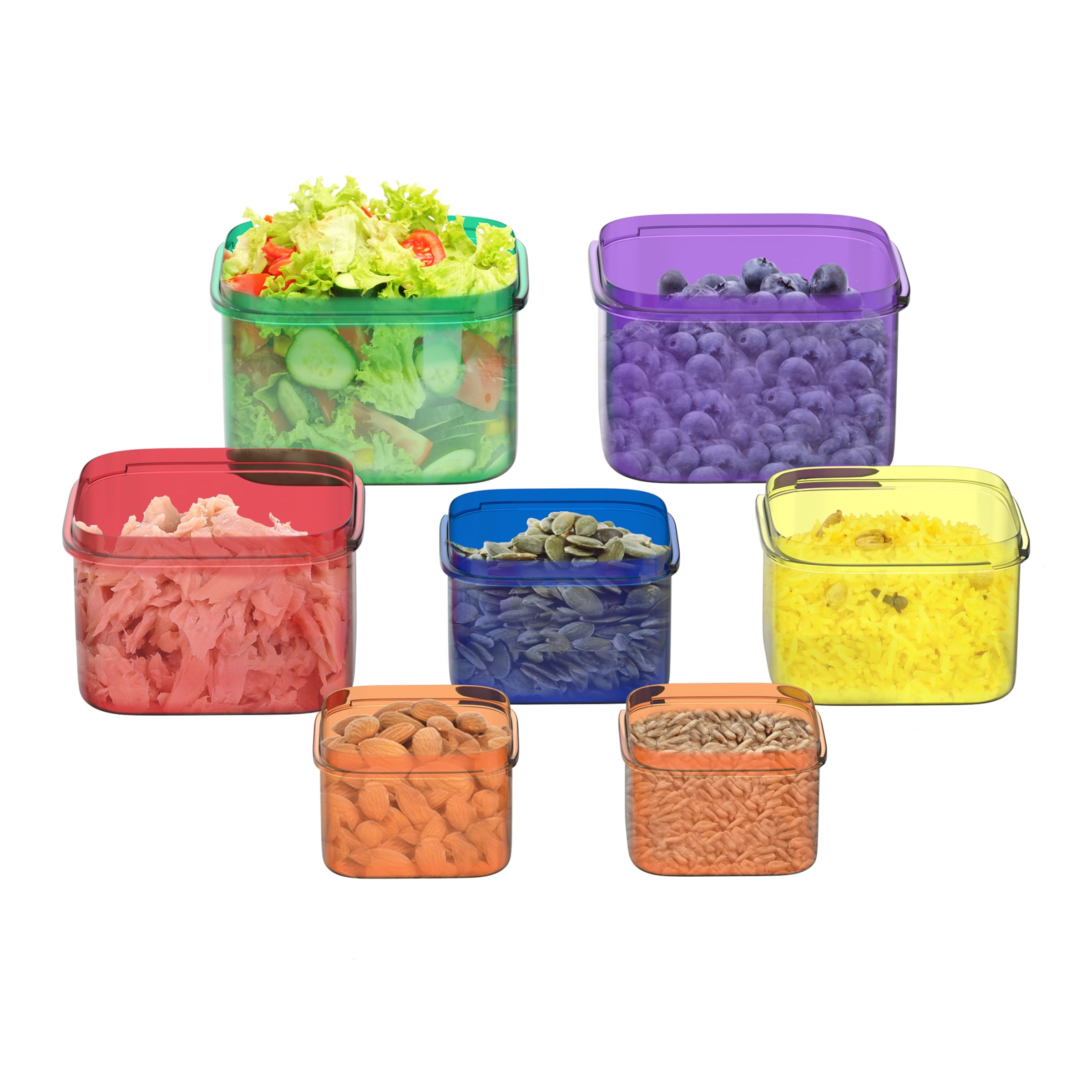 Portion Control Containers- 7 Piece Color Coded Food Storage Set – BPA and DEHP Free, Microwave/Freezer Safe by Classic Cuisine