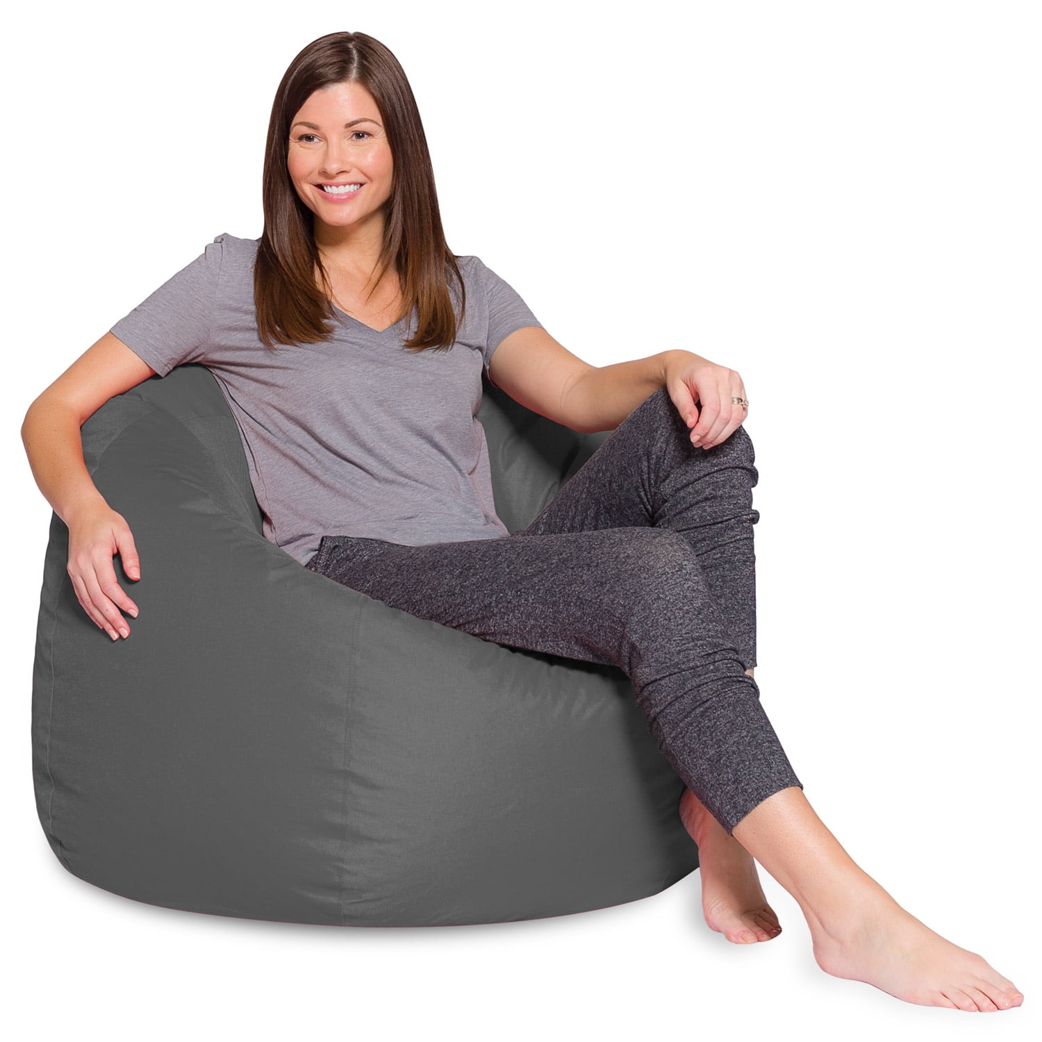 Posh Creations Bean Bag Chair, Soft Lounger, Kids, 2.25 ft, Heather Gray