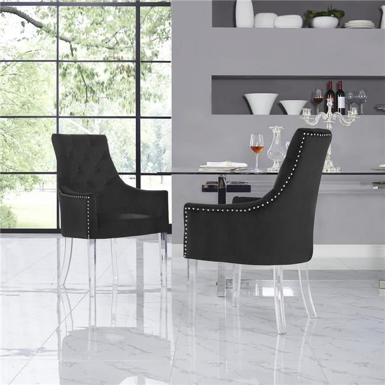 Posh Living Colton Velvet Dining Chair with Acrylic Legs - Black (Set of 2)