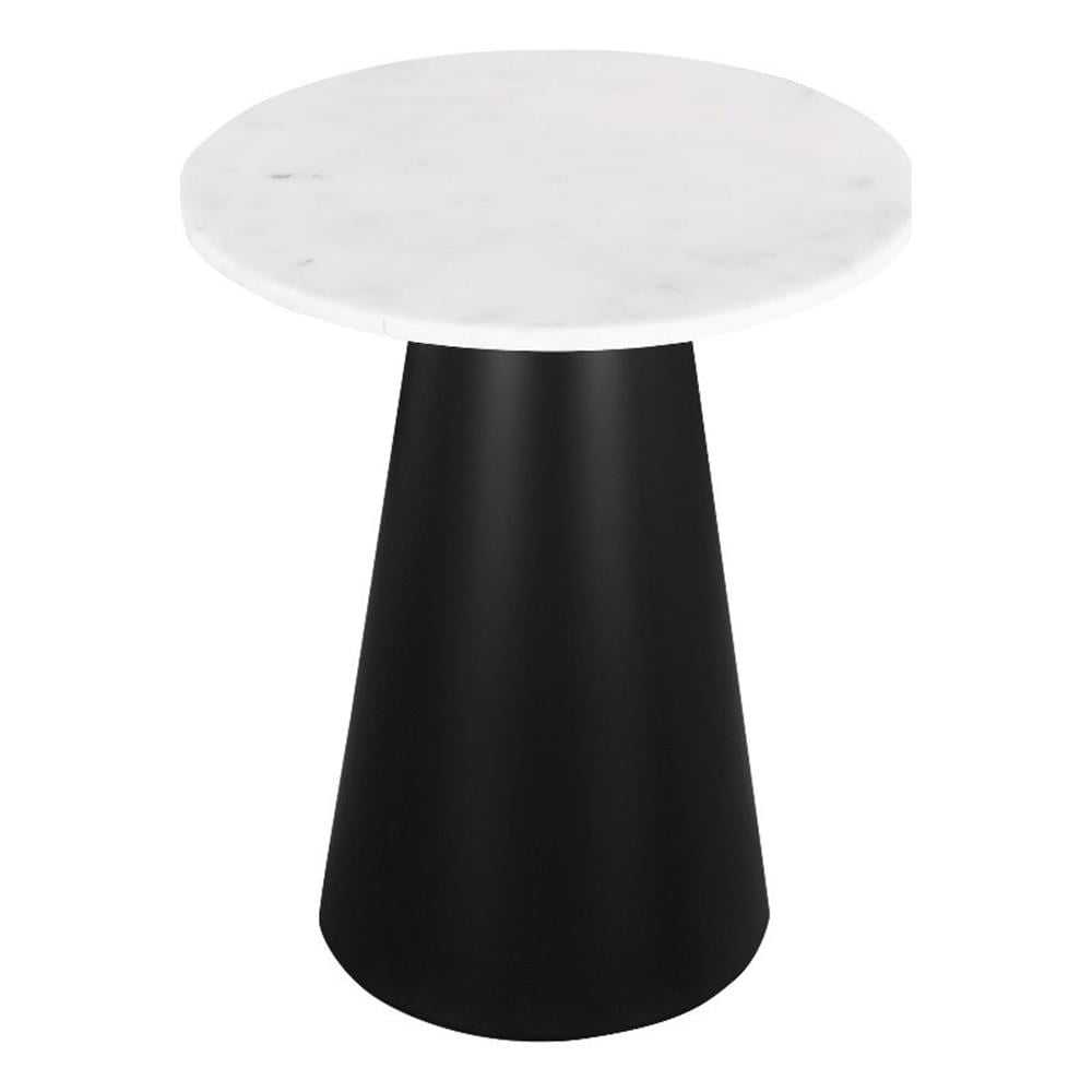 Posh Living Talen 18" Round Marble Side Table in Black Finish