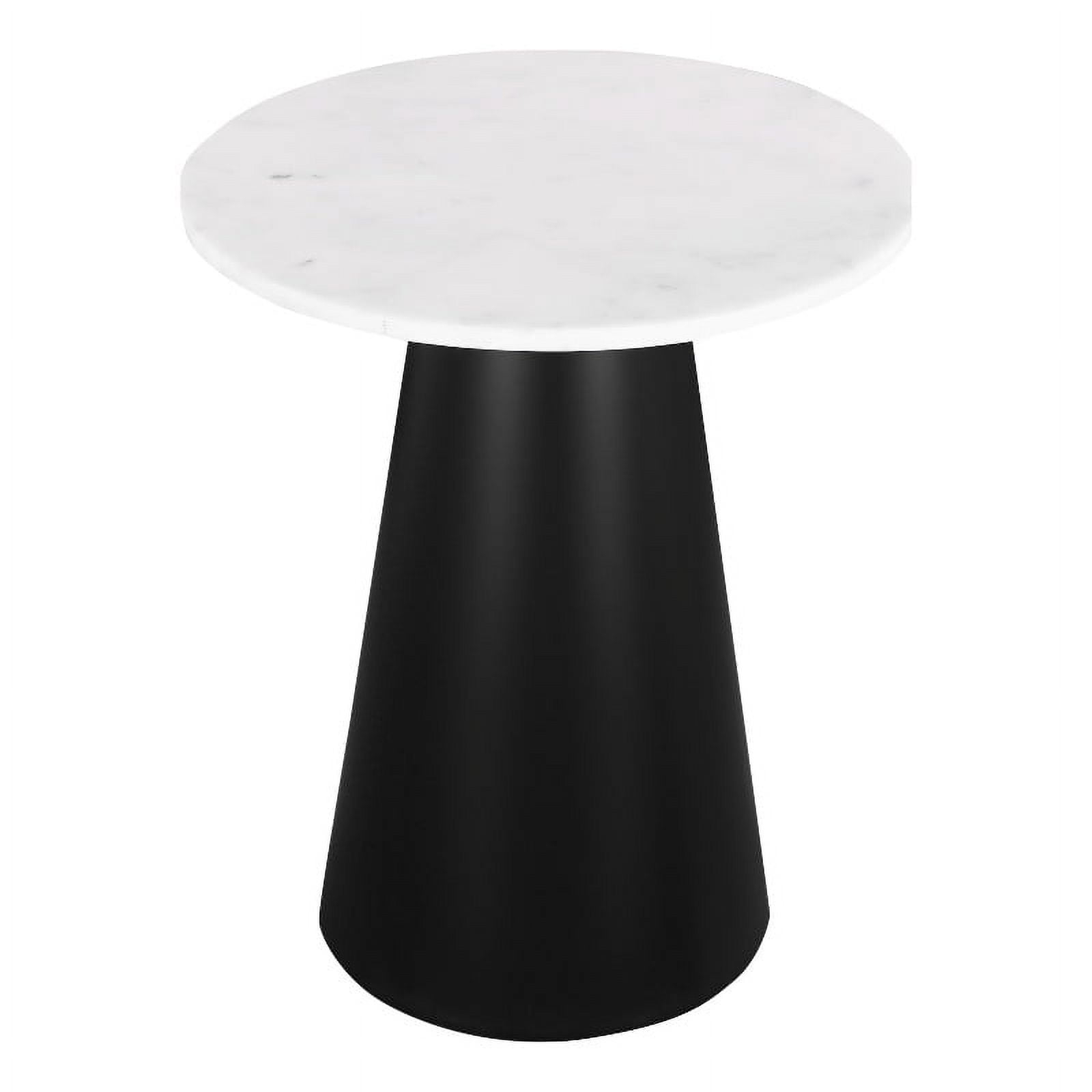 Posh Living Talen 18" Round Marble Side Table in Black Finish