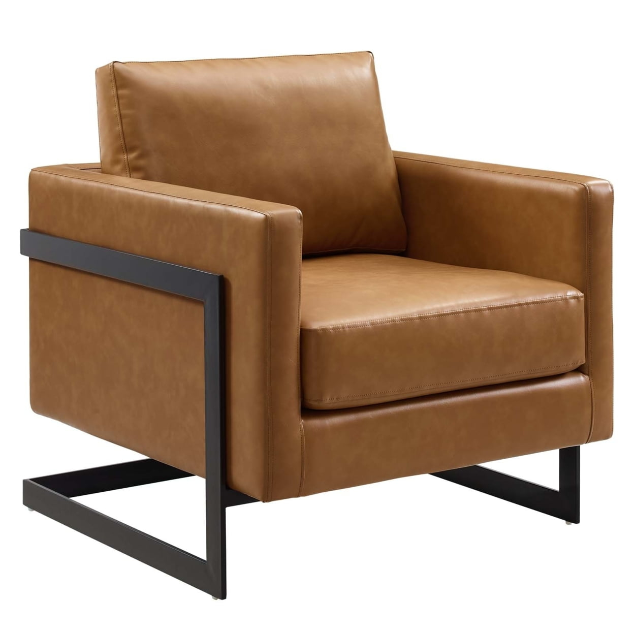 Posse Vegan Leather Accent Chair Black Tan